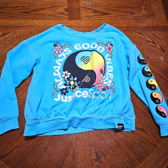 Justice Girls Good Vibes Sparkle Sweatshirt - Picture 1 of 3